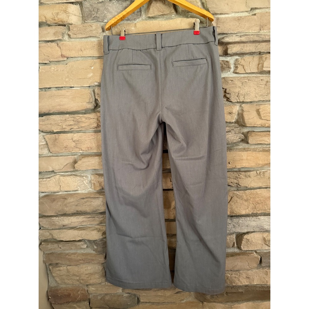 American Eagle Baggy Flare Trouser Grey Stretch Wide Leg Dress Pants Womens 8 - Picture 2 of 11